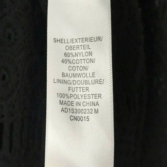 Andrianna Papell Womens Shirt Size Medium M Black Lace 3/4 Sleeve Blouse NEW - Picture 8 of 8